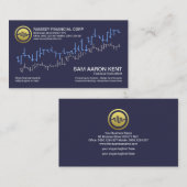 Simple Blue Stock Exchange Graph Wave Financial Visitekaartje (Voorkant / Achterkant)
