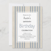 Simple Blue Striped Birthday Kaart (Voorkant)