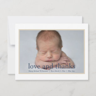 Simple Blue Tan Newborn Foto  Bedankkaart