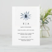 Simple Blue Thistle Floral Waterverf Wedding Kaart (Staand voorkant)