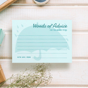 Simple Blue Umbrella Rain Baby shower Advice Kaart