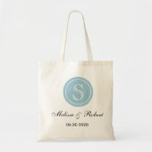 Simple Blue Wedding Monogram Tote Bag (Voorkant)