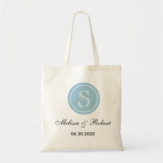 Simple Blue Wedding Monogram Tote Bag (Voorkant)