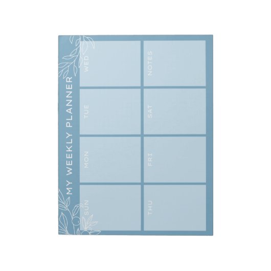 Simple Blue Weekly Planner Notepad Notitieblok (Linkerzijde)