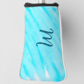 simple blue whi watercolor lines add your monogram golfheadcover (Draai 90)