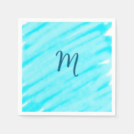 simple blue whi watercolor lines add your monogram servet