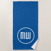 Simple Blue White Circle Monogram Strandlaken (Voorkant)