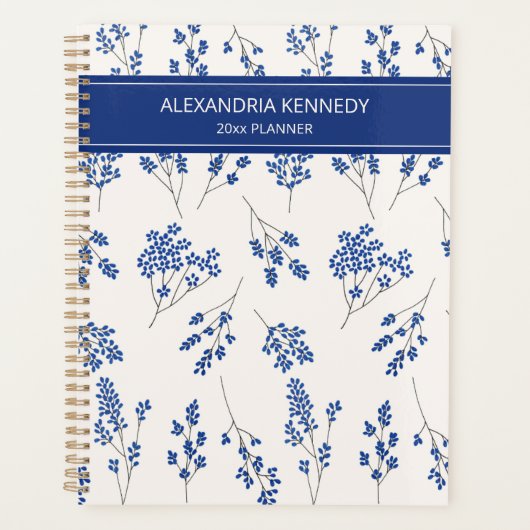 Simple Blue & White Country Flower Planner (Voorkant)