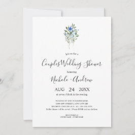 Simple Blue Wildflower Couples Weduwde Shower Kaart