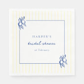 Simple Blue & Yellow Doodle Lemons Bridal Shower Servet (Voorkant)