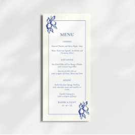 Simple Blue & Yellow Doodle Lemons Wedding Menu