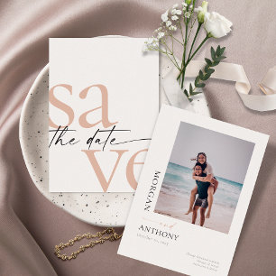 Simple Blush Black Photo Save The Date