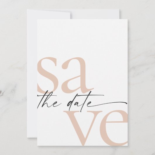Simple Blush Black Photo Save The Date (Voorkant)