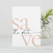 Simple Blush Black Photo Save The Date (Staand voorkant)
