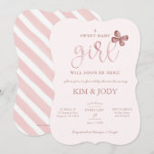 Simple Blush Butterfly Baby Girl Shower Kaart (Voorkant / Achterkant)