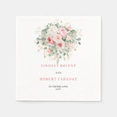 Simple Blush Floral Greenery Wedding Napkins Servet (Voorkant)
