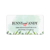 Simple Blush Greenery Succulent Wedding Address L Etiket (Voorkant)