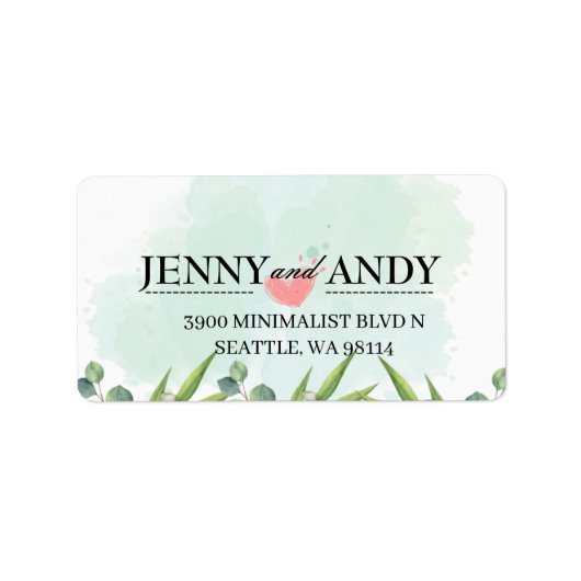 Simple Blush Greenery Succulent Wedding Address L Etiket (Voorkant)