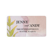 Simple Blush Greenery Succulent Wedding Address L Etiket (Voorkant)
