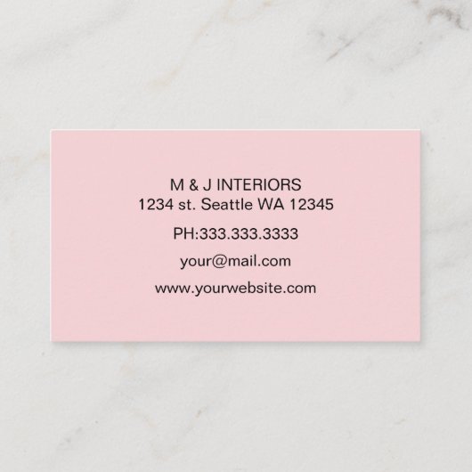 Simple Blush handgeschreven script kalligrafie Visitekaartje (Achterkant)