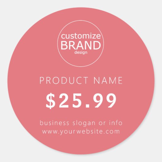 Simple Blush Pink Business Logo Price Label Sticke (Voorkant)