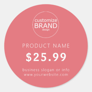 Simple Blush Pink Business Logo Price Label Sticke