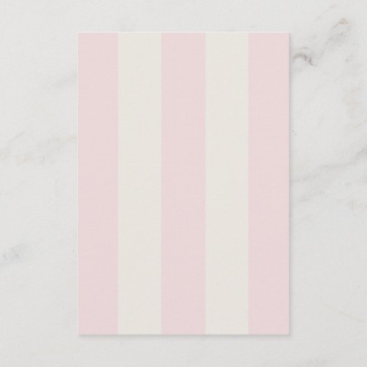 Simple Blush Pink Cabana Stripes Wedding Details Informatiekaartje (Achterkant)