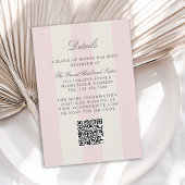 Simple Blush Pink Cabana Stripes Wedding Details Informatiekaartje