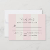 Simple Blush Pink Cabana Stripes Wedding RSVP (Voorkant)