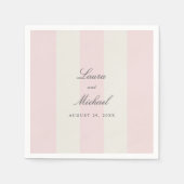 Simple Blush Pink Cabana Stripes Wedding Servet (Voorkant)