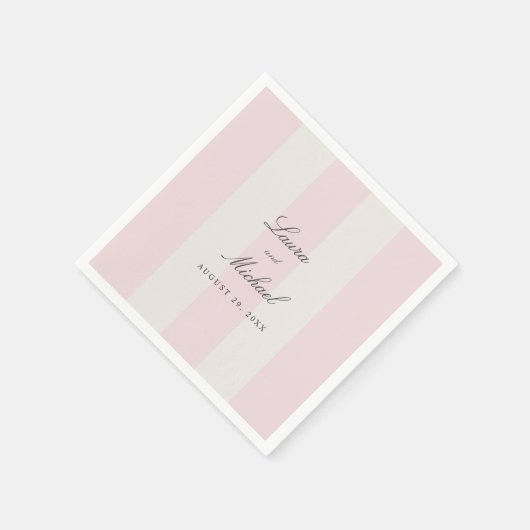 Simple Blush Pink Cabana Stripes Wedding Servet (Hoek)