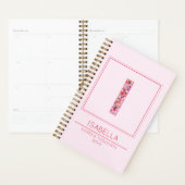 Simple Blush Pink Floral Monogram Letter I Planner (Display)