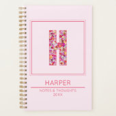 Simple Blush Pink Girly Floral Monogram Letter H Planner (Voorkant)