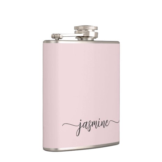 Simple Blush Pink Girly Monogram Name Signature Heupfles (Rechts)