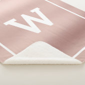 Simple Blush Pink Initiaal Monogram Sherpa Blanket Deken (3/4)