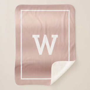 Simple Blush Pink Initiaal Monogram Sherpa Blanket Deken
