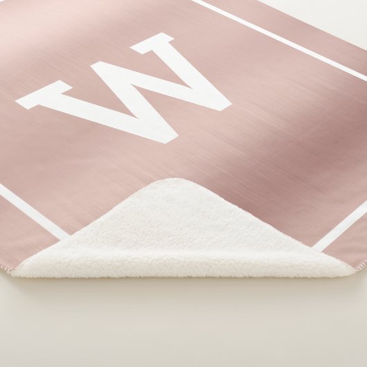 Simple Blush Pink Initiaal Monogram Sherpa Blanket Sherpa Deken (3/4)