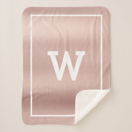 Simple Blush Pink Initiaal Monogram Sherpa Blanket Sherpa Deken (Voorkant)