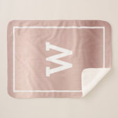 Simple Blush Pink Initiaal Monogram Sherpa Blanket Sherpa Deken (Voorkant (horizontaal))