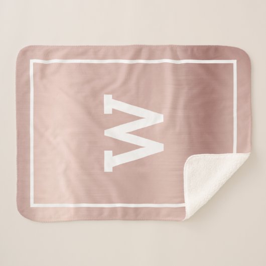 Simple Blush Pink Initiaal Monogram Sherpa Blanket Sherpa Deken (Voorkant (horizontaal))