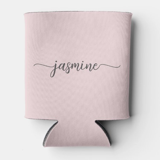 Simple Blush Pink Monogram Girly Script Koelbox Blikjeskoeler (Voorkant)
