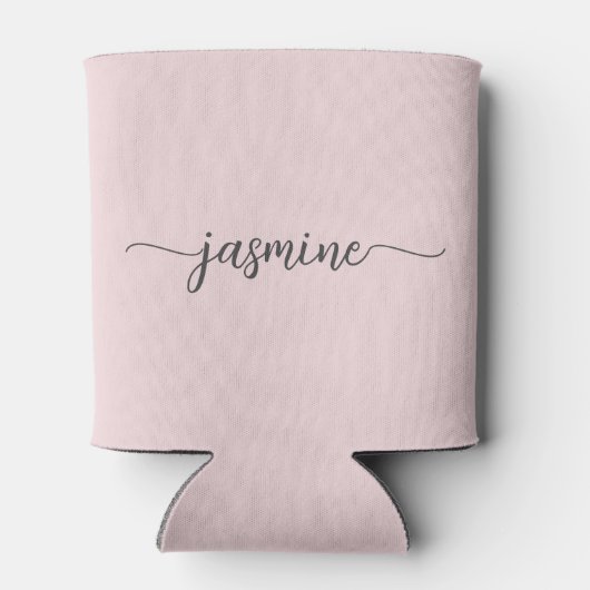 Simple Blush Pink Monogram Girly Script Koelbox Blikjeskoeler (Achterkant)