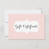 Simple Blush Pink Pastel Cadeft Certificate Kaart (Voorkant)