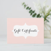 Simple Blush Pink Pastel Cadeft Certificate Kaart (Staand voorkant)