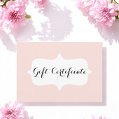 Simple Blush Pink Pastel Cadeft Certificate Kaart