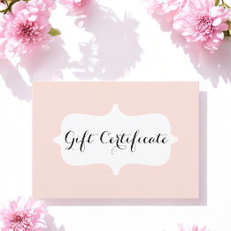 Simple Blush Pink Pastel Cadeft Certificate Kaart