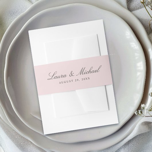 Simple Blush Pink Personalized Wedding Uitnodigingen Wikkel