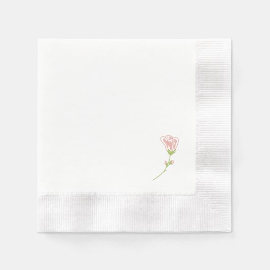 Simple Blush Pink Rose | witte servetten (Voorkant)