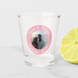 Simple Blush Pink Round Weduwfoto Shot Glas