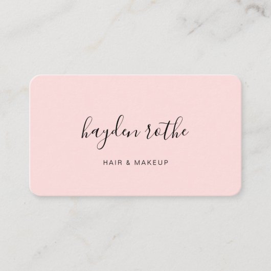 Simple Blush Pink Signature Script Beauty Visitekaartje (Voorkant)